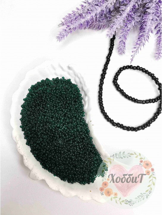 Бисер 13/0 класс А, калиброванный Чехия (темно-зеленый)